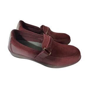 Orthofeet Chelsea Cherry Maroon Leather Slip On Loafers Women 11B